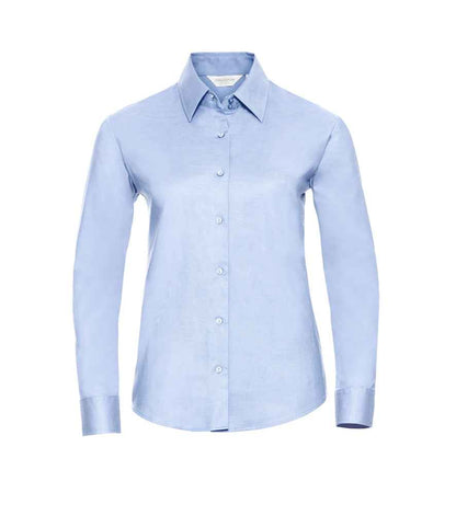 Russell Collection Ladies Long Sleeve Easy Care Oxford Shirt - Oxford Blue (932F)