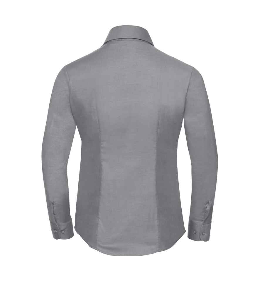 Russell Collection Ladies Long Sleeve Easy Care Oxford Shirt - Silver (932F)