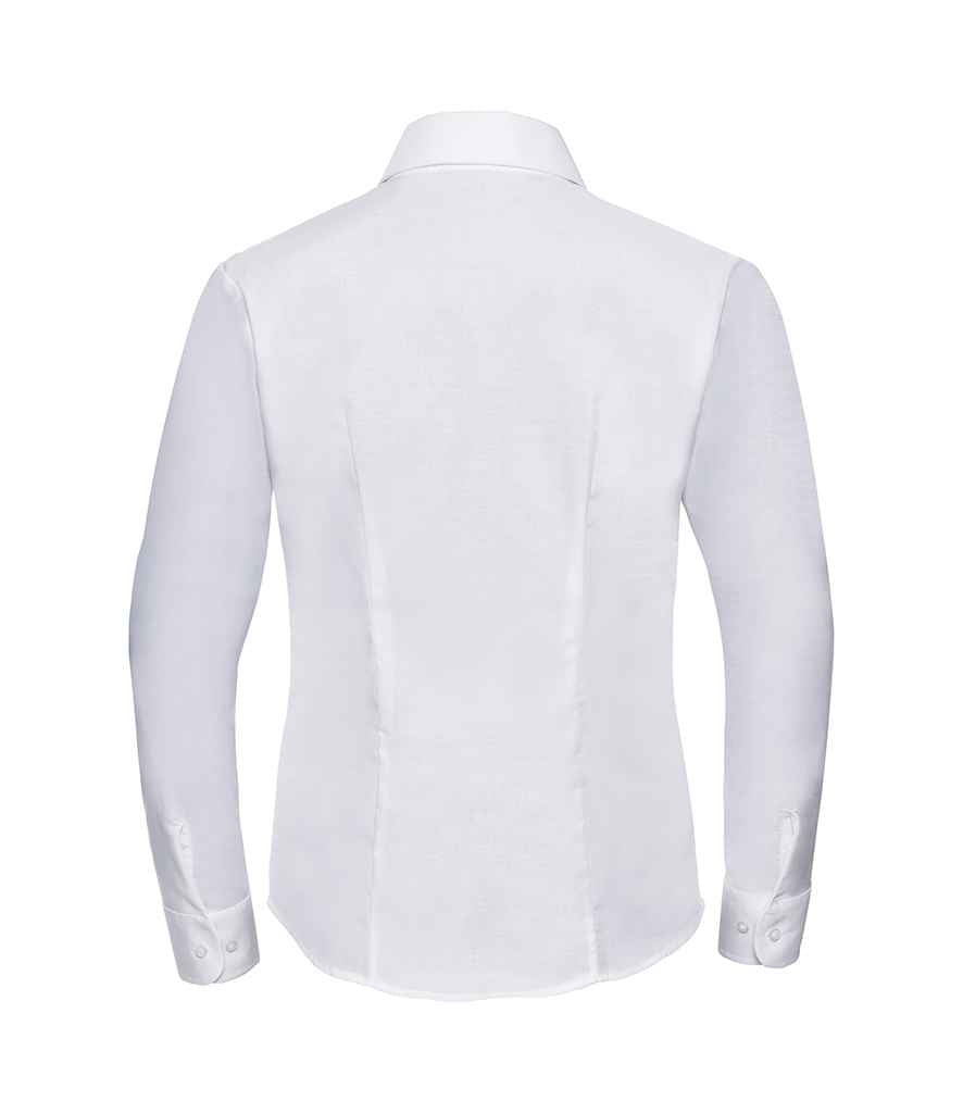 Russell Collection Ladies Long Sleeve Easy Care Oxford Shirt - White (932F)