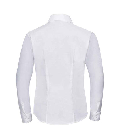 Russell Collection Ladies Long Sleeve Easy Care Oxford Shirt - White (932F)