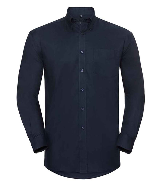 Russell Collection Long Sleeve Easy Care Oxford Shirt - Bright Navy (932M)