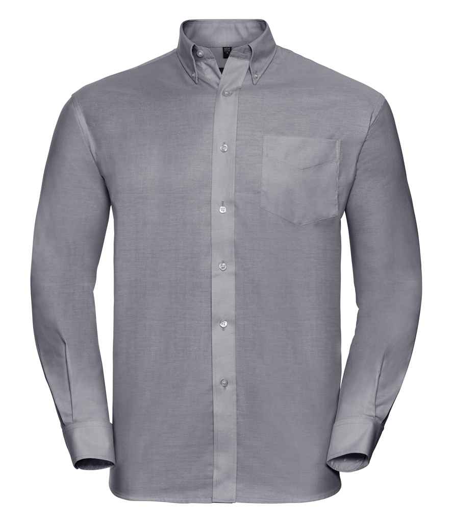 Russell Collection Long Sleeve Easy Care Oxford Shirt - Silver (932M)