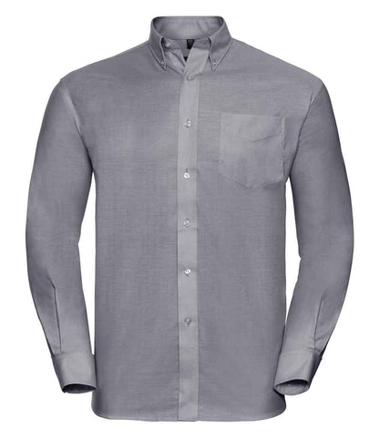 Russell Collection Long Sleeve Easy Care Oxford Shirt - Silver (932M)