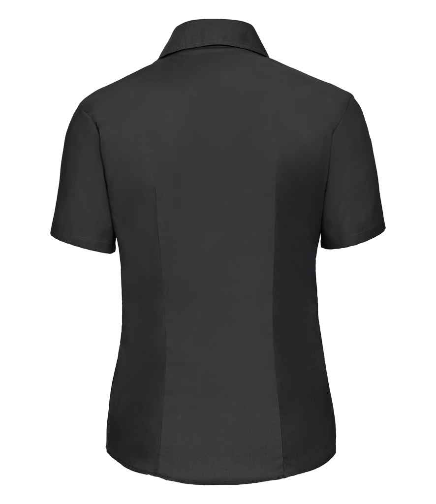 Russell Collection Ladies Short Sleeve Easy Care Oxford Shirt - Black (933F)