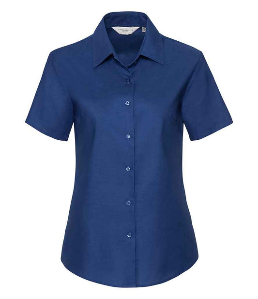 Russell Collection Ladies Short Sleeve Easy Care Oxford Shirt - Bright Royal (933F)