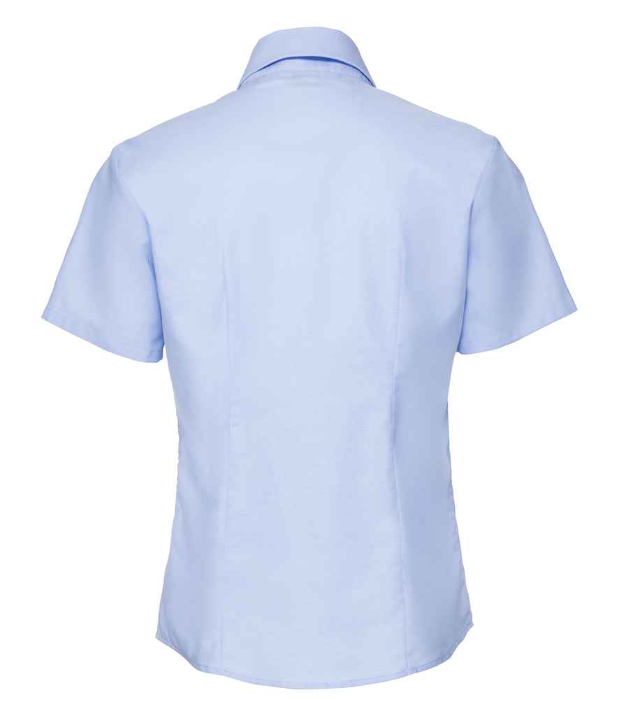 Russell Collection Ladies Short Sleeve Easy Care Oxford Shirt - Oxford Blue (933F)