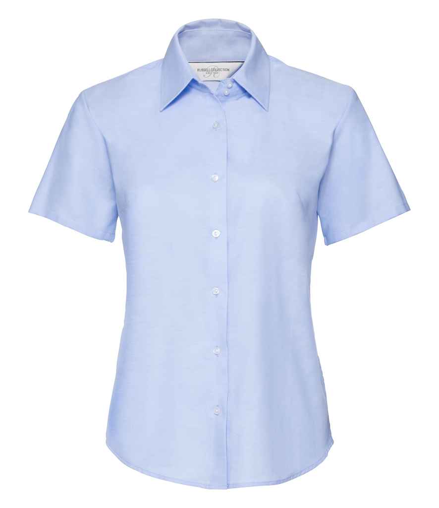 Russell Collection Ladies Short Sleeve Easy Care Oxford Shirt - Oxford Blue (933F)