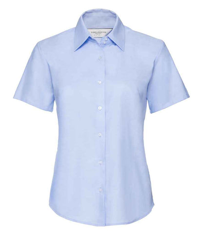 Russell Collection Ladies Short Sleeve Easy Care Oxford Shirt - Oxford Blue (933F)