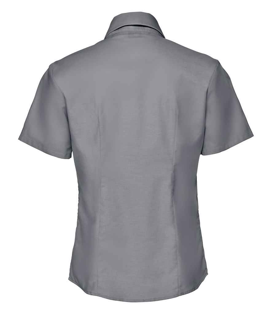 Russell Collection Ladies Short Sleeve Easy Care Oxford Shirt - Silver (933F)