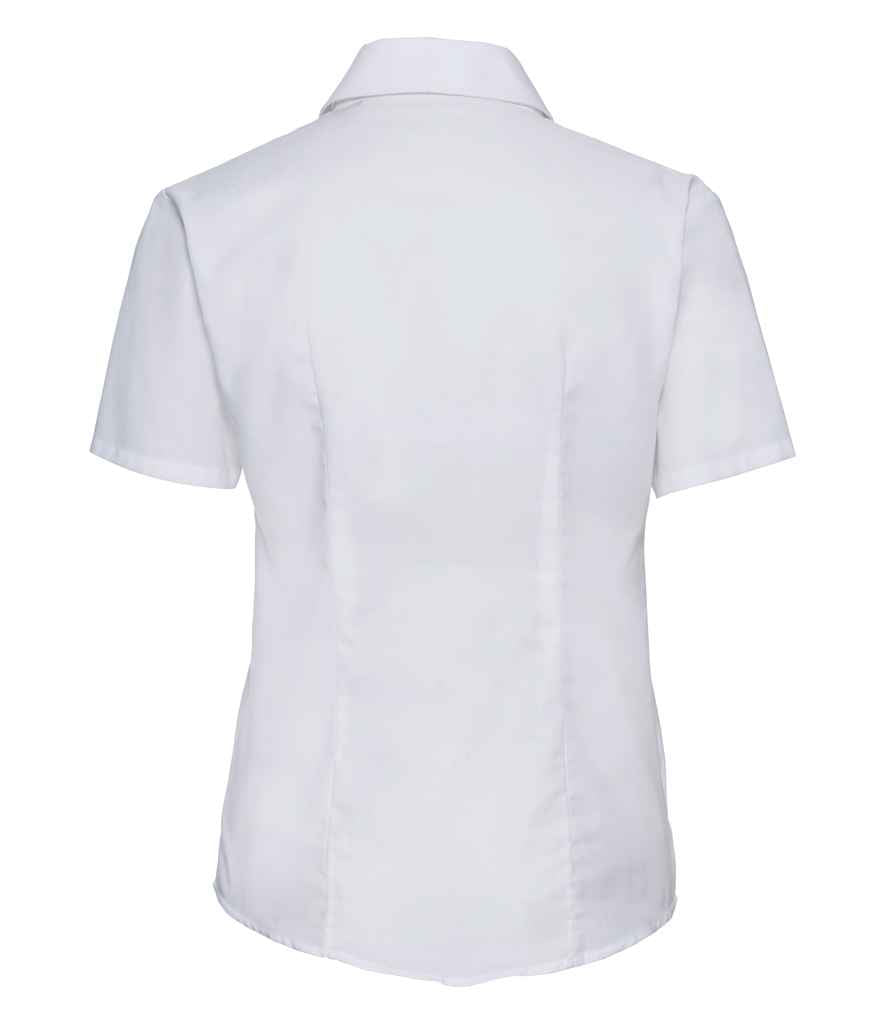 Russell Collection Ladies Short Sleeve Easy Care Oxford Shirt - White (933F)