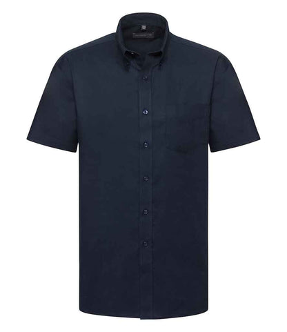 Russell Collection Short Sleeve Easy Care Oxford Shirt - Bright Navy (933M)