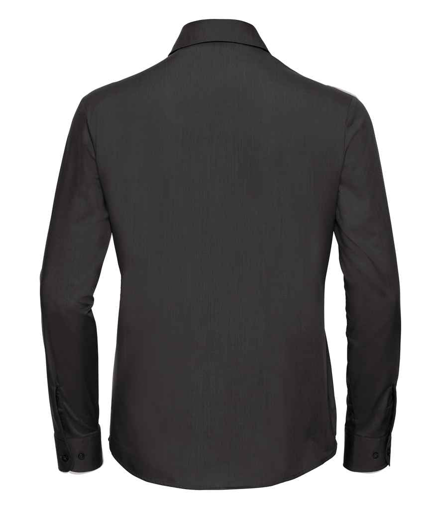 Russell Collection Ladies Long Sleeve Easy Care Poplin Shirt - Black (934F)