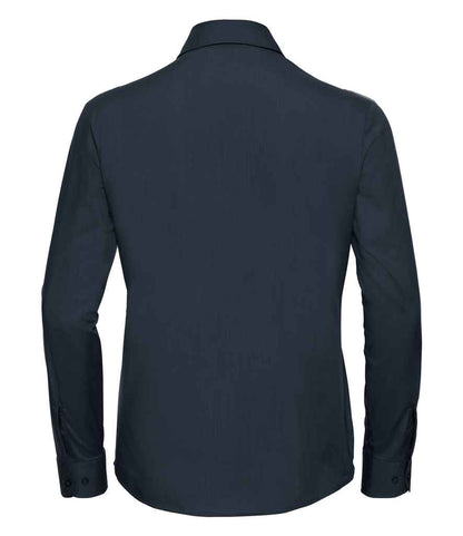 Russell Collection Ladies Long Sleeve Easy Care Poplin Shirt - French Navy (934F)