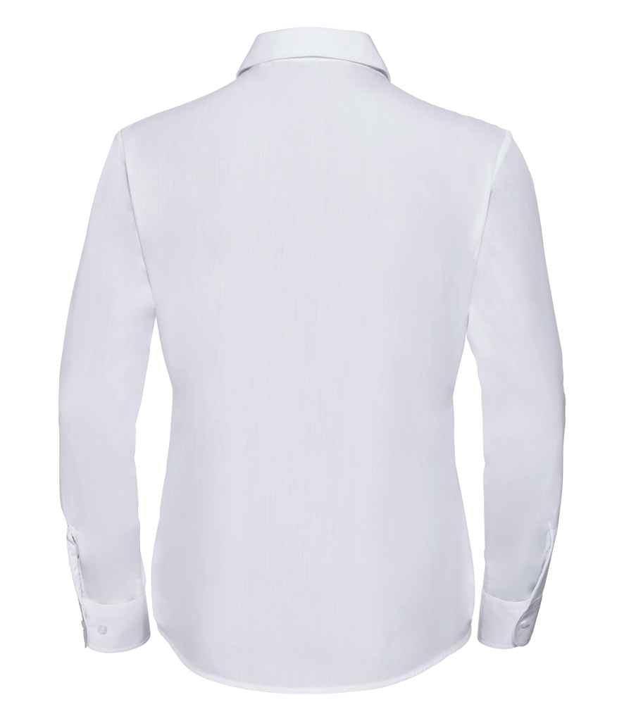 Russell Collection Ladies Long Sleeve Easy Care Poplin Shirt - White (934F)