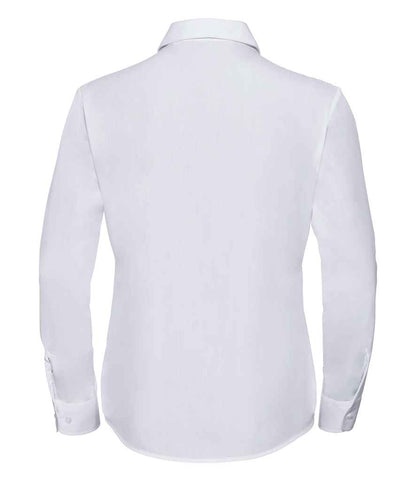 Russell Collection Ladies Long Sleeve Easy Care Poplin Shirt - White (934F)