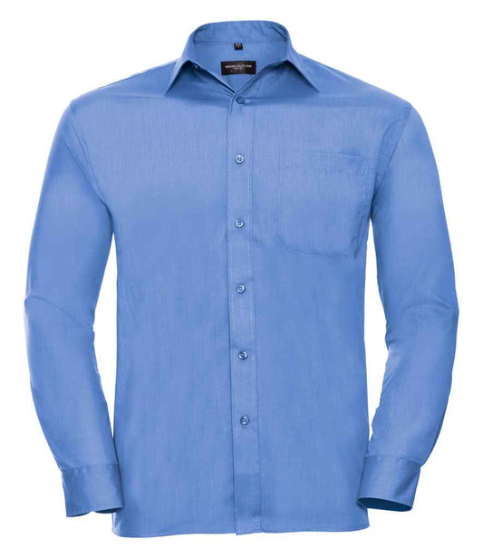 Russell Collection Long Sleeve Easy Care Poplin Shirt - Corporate Blue (934M)
