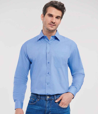 Russell Collection Long Sleeve Easy Care Poplin Shirt - Corporate Blue (934M)