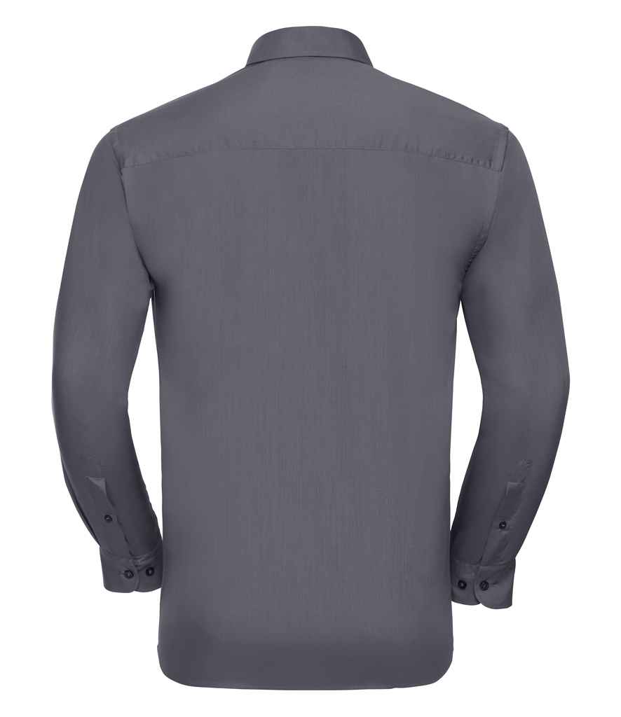 Russell Collection Long Sleeve Easy Care Poplin Shirt - Convoy Grey (934M)