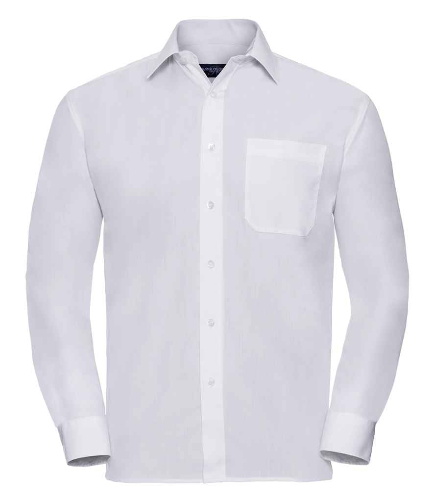 Russell Collection Long Sleeve Easy Care Poplin Shirt - White (934M)