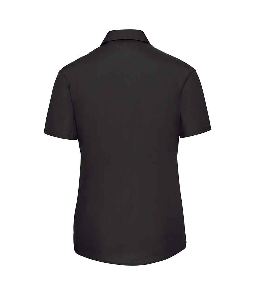 Russell Collection Ladies Short Sleeve Easy Care Poplin Shirt - Black (935F)