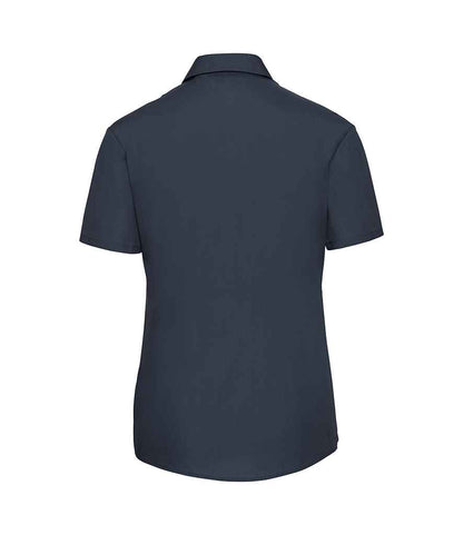 Russell Collection Ladies Short Sleeve Easy Care Poplin Shirt - French Navy (935F)