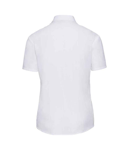 Russell Collection Ladies Short Sleeve Easy Care Poplin Shirt - White (935F)