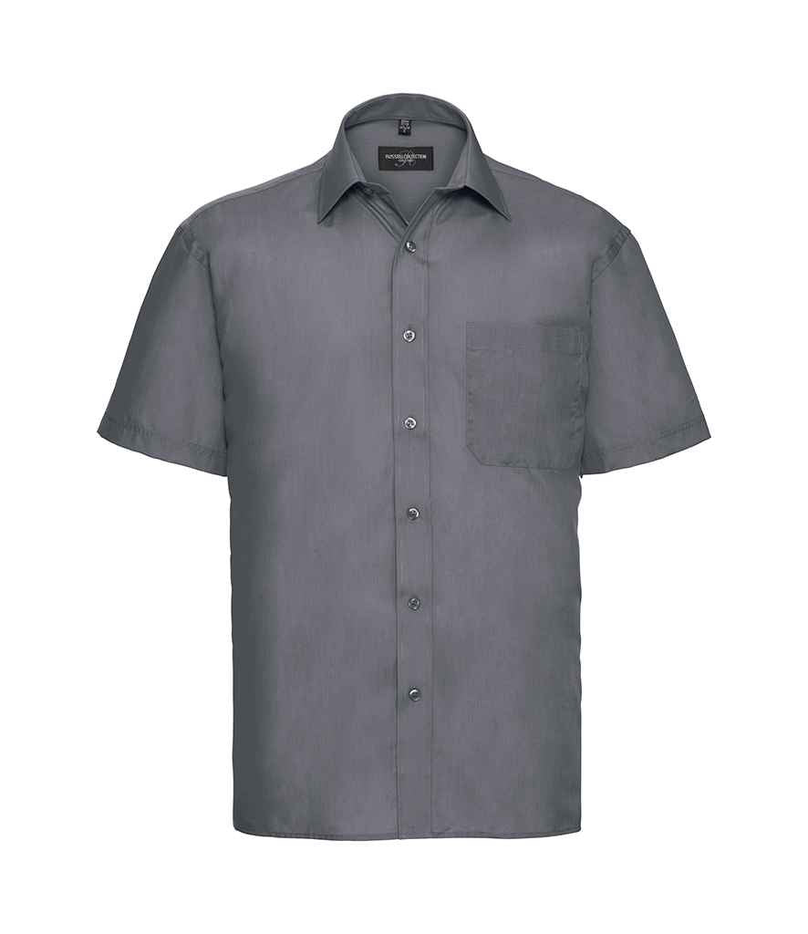 Russell Collection Short Sleeve Easy Care Poplin Shirt - Convoy Grey (935M)