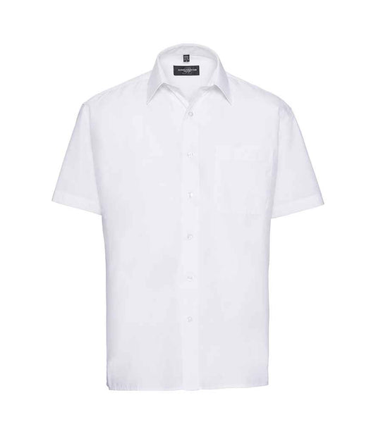 Russell Collection Short Sleeve Easy Care Poplin Shirt - White (935M)