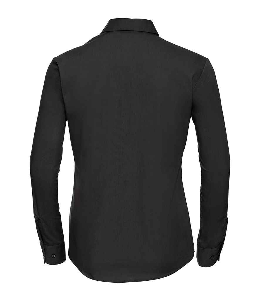 Russell Collection Ladies Long Sleeve Easy Care Cotton Poplin Shirt - Black (936F)