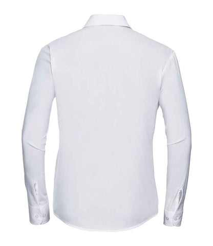 Russell Collection Ladies Long Sleeve Easy Care Cotton Poplin Shirt - White (936F)