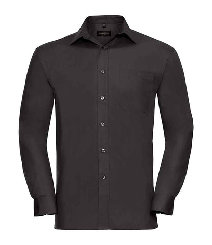 Russell Collection Long Sleeve Easy Care Cotton Poplin Shirt - Black (936M)