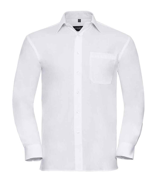 Russell Collection Long Sleeve Easy Care Cotton Poplin Shirt - White (936M)