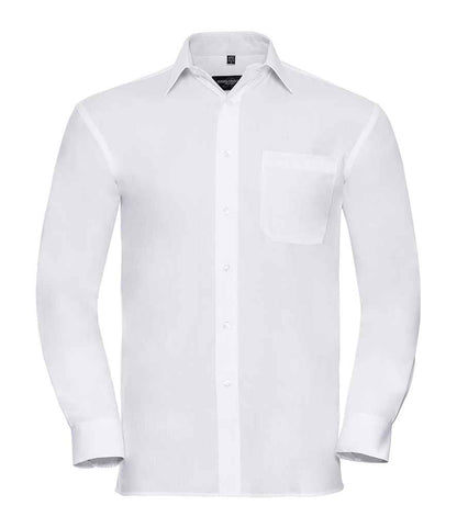 Russell Collection Long Sleeve Easy Care Cotton Poplin Shirt - White (936M)