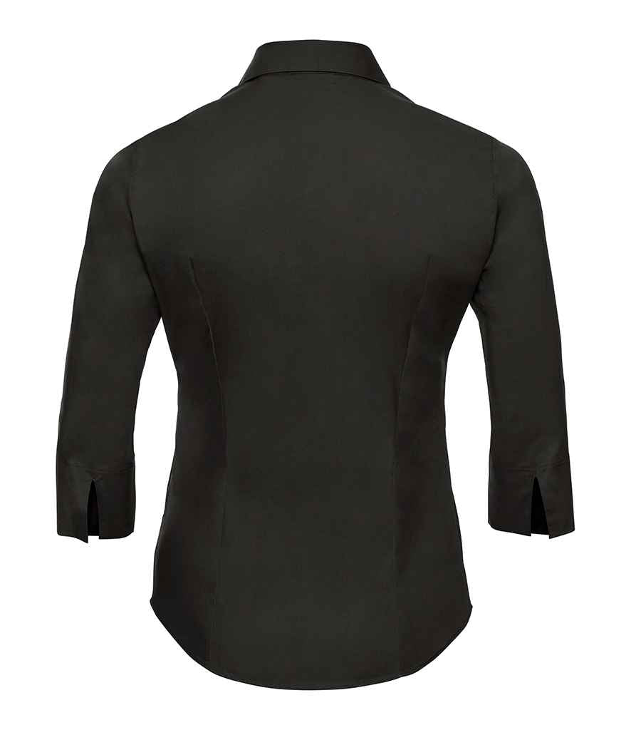 Russell Collection Ladies 3/4 Sleeve Easy Care Fitted Shirt - Black (946F)