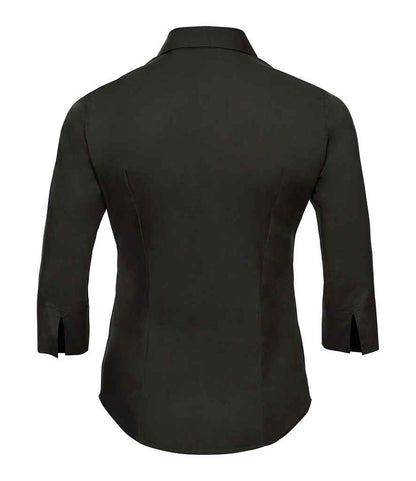 Russell Collection Ladies 3/4 Sleeve Easy Care Fitted Shirt - Black (946F)