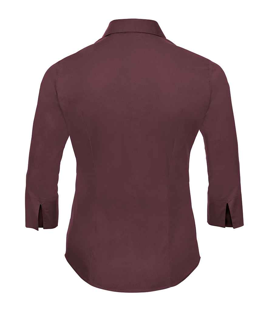 Russell Collection Ladies 3/4 Sleeve Easy Care Fitted Shirt - Port (946F)