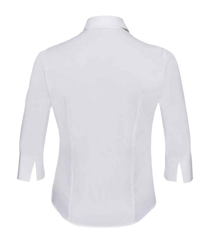 Russell Collection Ladies 3/4 Sleeve Easy Care Fitted Shirt - White (946F)