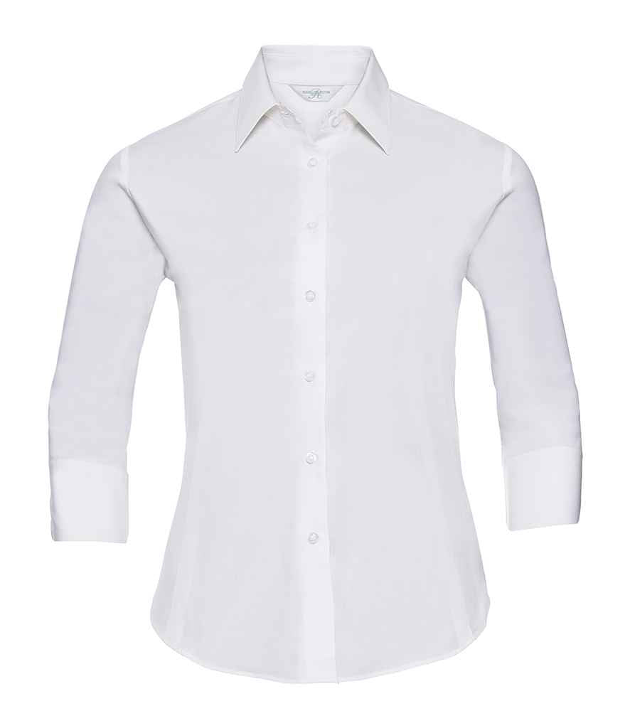 Russell Collection Ladies 3/4 Sleeve Easy Care Fitted Shirt - White (946F)