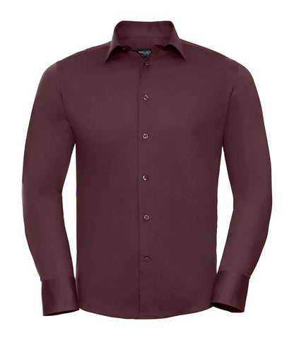 Russell Collection Long Sleeve Easy Care Fitted Shirt - Port (946M)