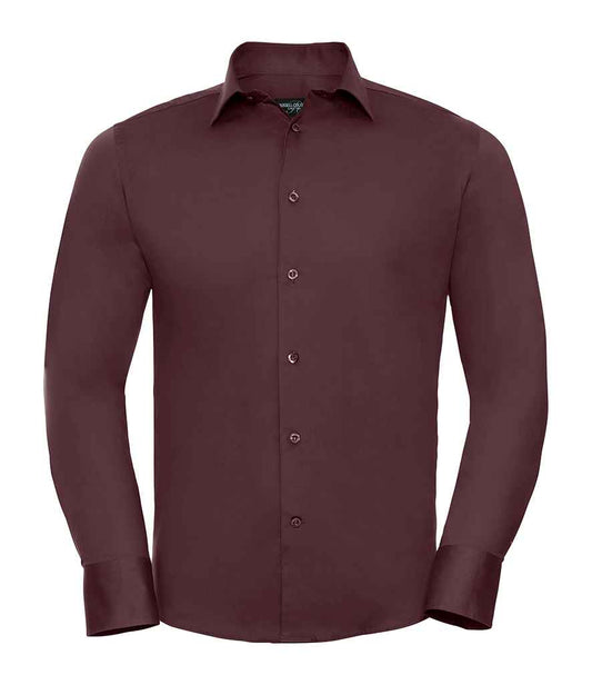 Russell Collection Long Sleeve Easy Care Fitted Shirt - Port (946M)