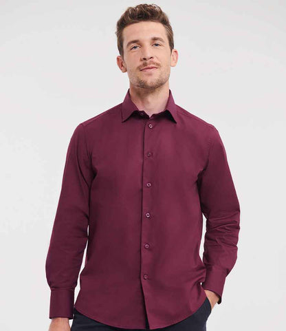 Russell Collection Long Sleeve Easy Care Fitted Shirt - Port (946M)