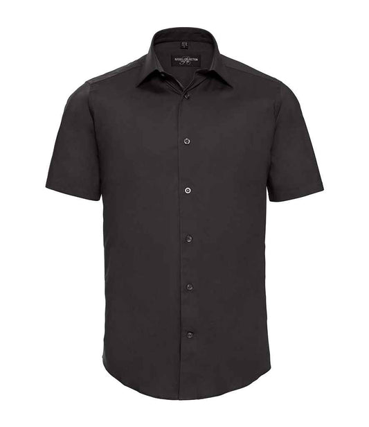 Russell Collection Short Sleeve Easy Care Fitted Shirt - Black (947M)
