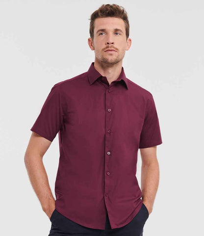 Russell Collection Short Sleeve Easy Care Fitted Shirt - Port (947M)