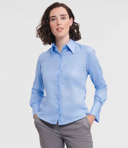 Russell Collection Ladies Long Sleeve Ultimate Non-Iron Shirt - Bright Sky (956F)
