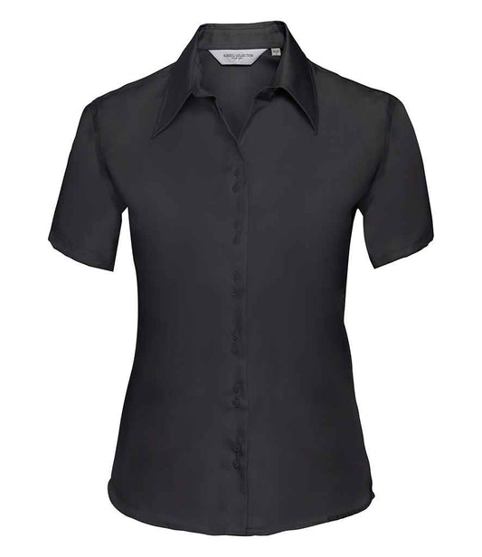 Russell Collection Ladies Short Sleeve Ultimate Non-Iron Shirt - Black (957F)