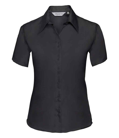 Russell Collection Ladies Short Sleeve Ultimate Non-Iron Shirt - Black (957F)