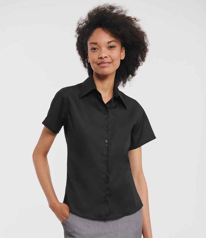 Russell Collection Ladies Short Sleeve Ultimate Non-Iron Shirt - Black (957F)