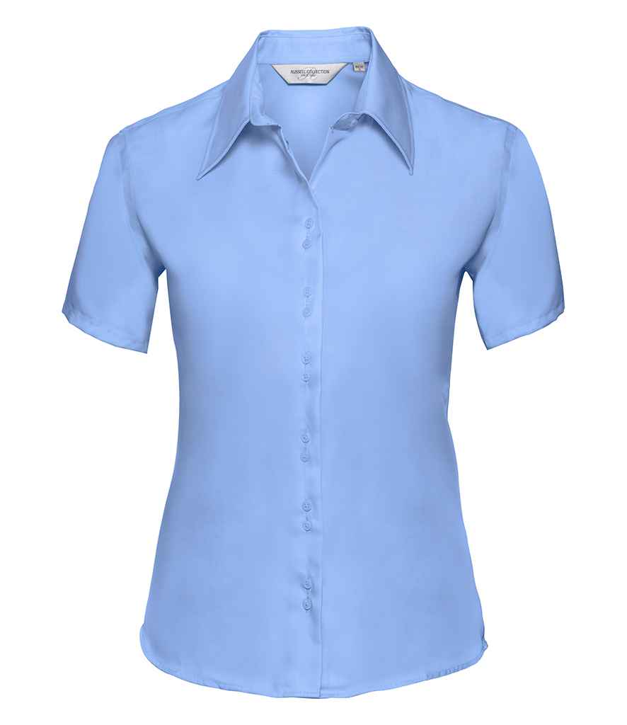 Russell Collection Ladies Short Sleeve Ultimate Non-Iron Shirt - Bright Sky (957F)