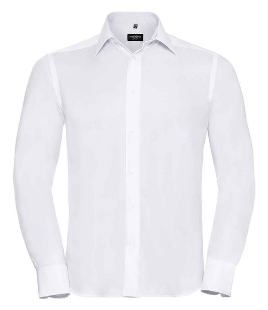 Russell Collection Long Sleeve Tailored Ultimate Non-Iron Shirt - White (958M)