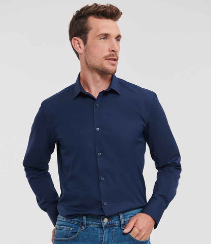 Russell Collection Long Sleeve Ultimate Stretch Shirt - Bright Navy (960M)